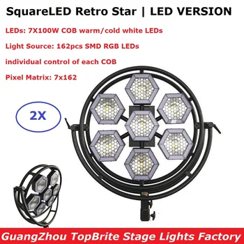 

2Pcs Retro Flash Lights 7X100W Warm / Cold White LED Stage Light Dj Wash Lighting Effect DMX Controller Disco Light For Club Bar