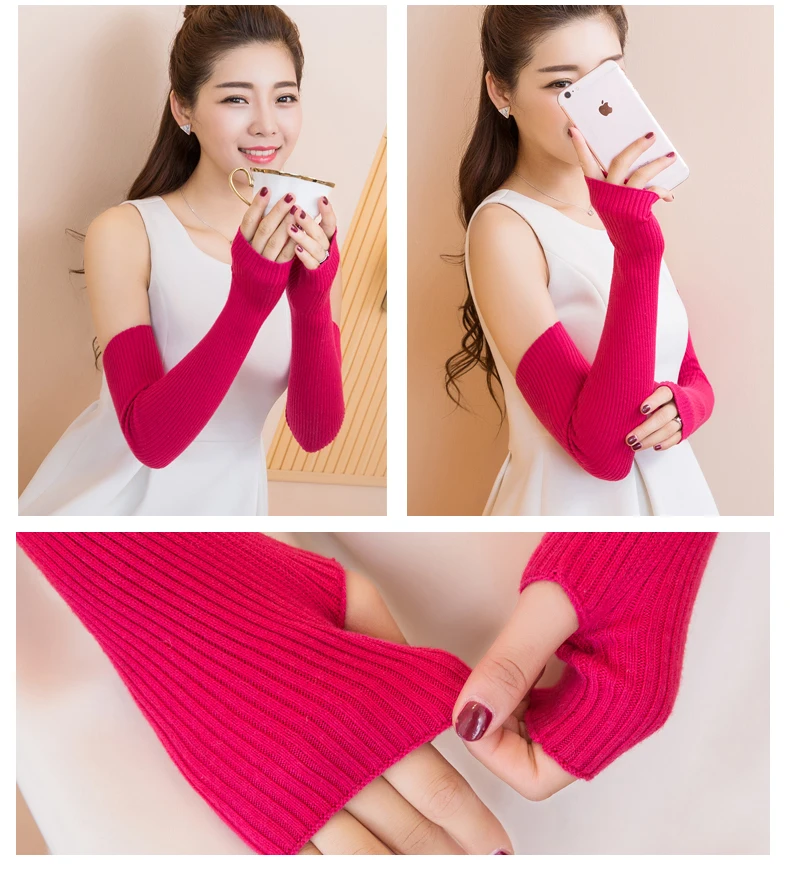 YUNSHUCLOSET осенне-зимние новые модные женские вязаные длинные кашемировые перчатки в стиле пальцев