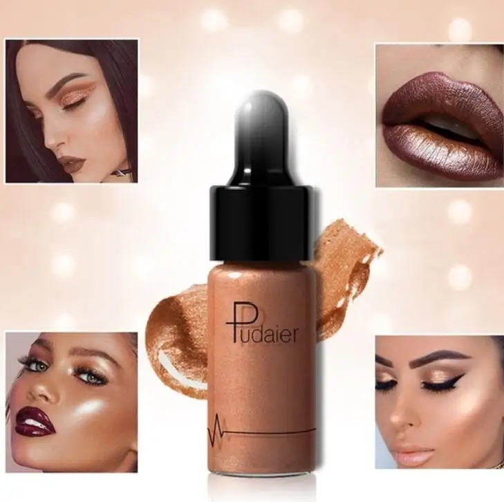 Pudaier Liquid Highlighter 12 colors Make Up Oil Illuminating Concealer Shimmer Shine Lips Face Glow Bronzer Highliter Primer
