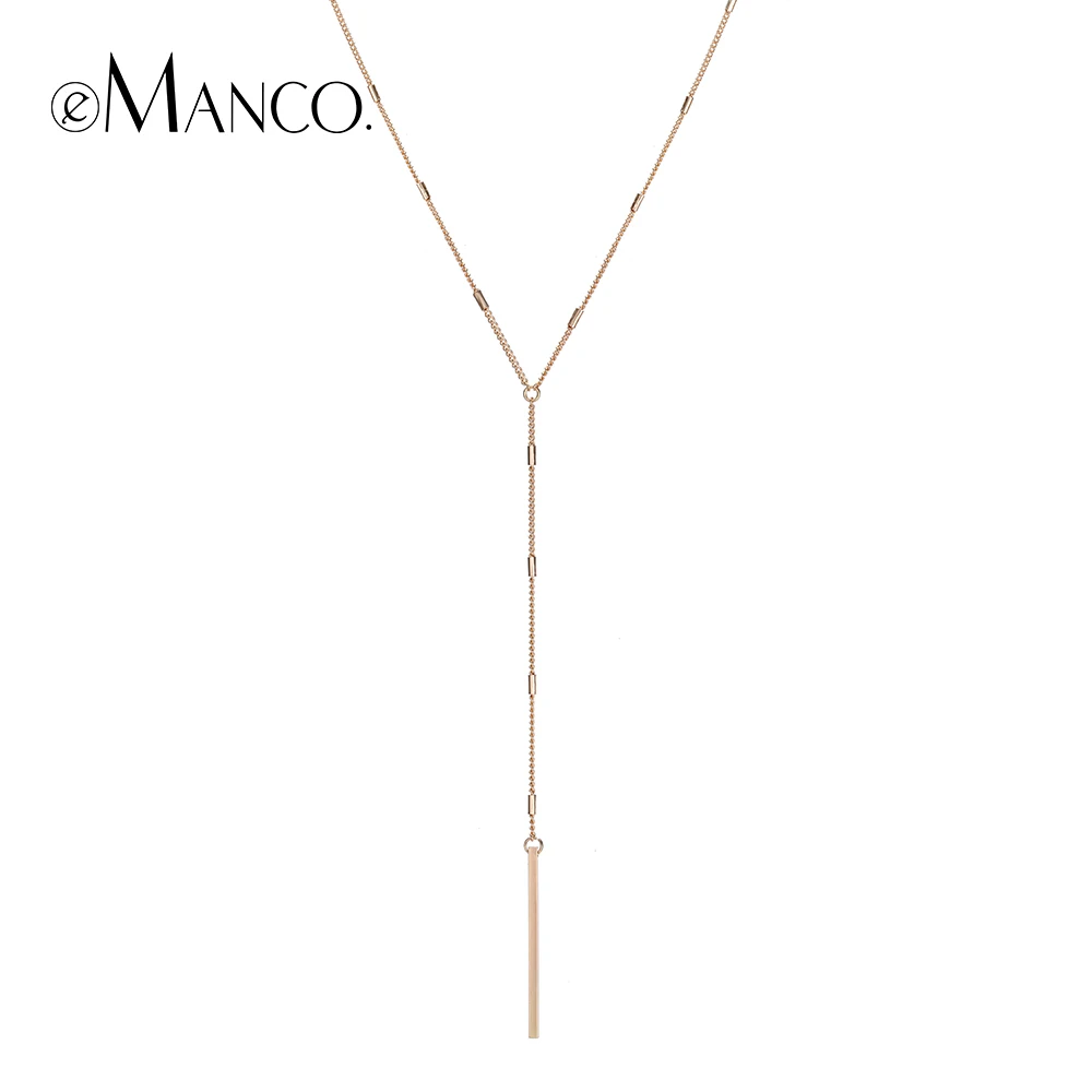 e-Manco Simple Stick Pendant Necklaces for Women Long Strip Choker Necklace collier Femme Statement Jewelry Gifts for Friendship