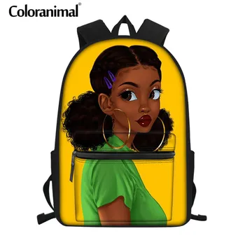 

Coloranimal Afro Lady Girl Printing School Bag Brown women / Africa Beauty Princess Backpack Teenager Girl Boy School Backpack