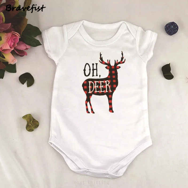 Oh Deer принтом животных для новорожденных комбинезоны хлопок летом новорожденных боди 0-2Years лет короткий рукав одежда с круглым вырезом Детские комбинезоны
