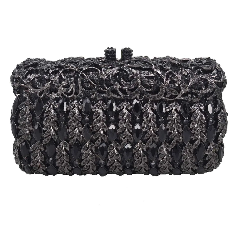 

Luxury rhinestone Black Crystal Clutch Bags for Women Party Clutch Bags Wedding Chain Handbags Ladies Purse Female Wristlets A23