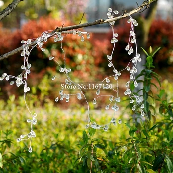 

4pcs/lot 1.5m Faceted Crystal Water Drop Beaded Branch Wire Clear Acrylic Bead Garland Wedding Decoration(BG01)