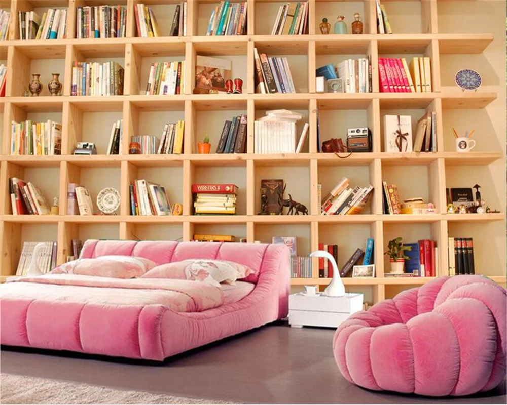 Beibehang تخصيص أي حجم كتاب خلفيات الديكور كتاب خزانة 3D خلفية اللوحة الزخرفية ورق حائط المنزل ديكور