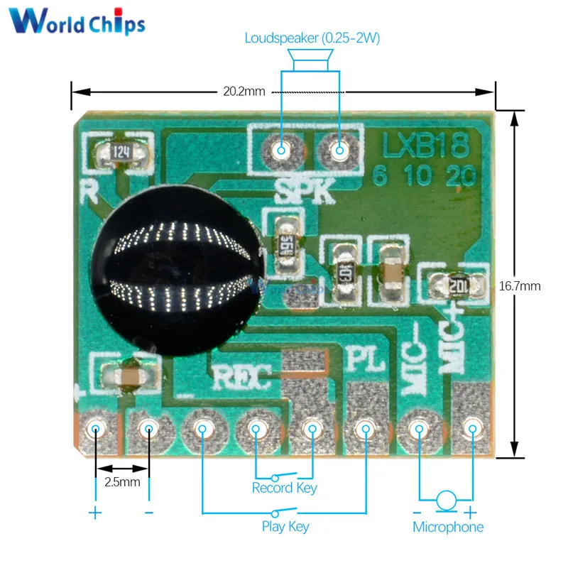 ISD1806 6S звукозаписываемый чип IC голосовой разговор музыка рекордер модуль 8 ом