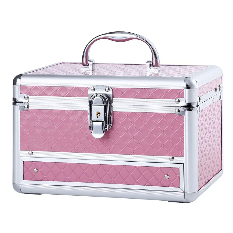 

Women Aluminum Alloy Cosmetic Cases Earrings Necklace Jewelry Box Travel Beauty Vanity Makeup Organizer Make up Box Accessories