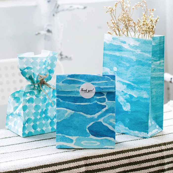 9 sets paper bag ocean wave design gift packaging birthday party candy