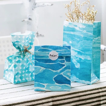 

9 sets paper bag ocean wave design gift packaging birthday party candy holdingGift Wrap Storage bag
