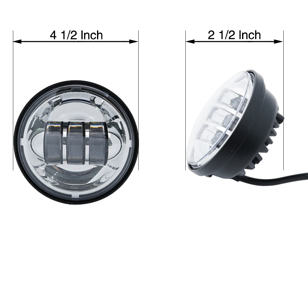 2PCS Chrome Black 4.5 Inch LED Passing Light Spot Driving Lamp LED Fog Lights for Harley Davidson Motorcycles 4.5 Lights (42)