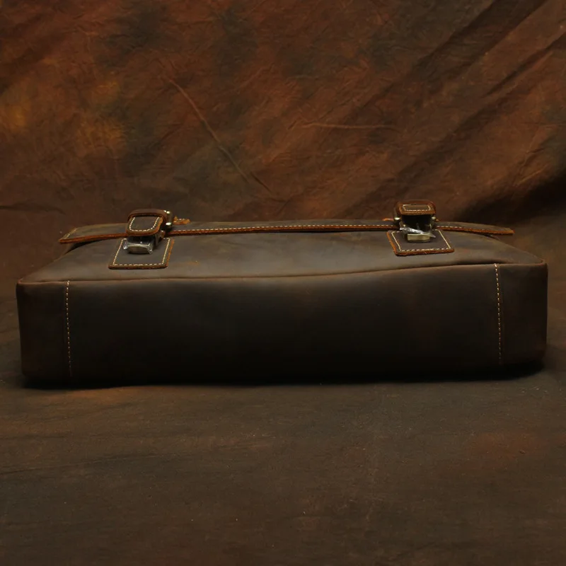 Nesitu Винтаж A4 коричневый натуральная Crazy Horse кожа офис 14 ''ноутбук мужской портфель бизнес сумка M1052