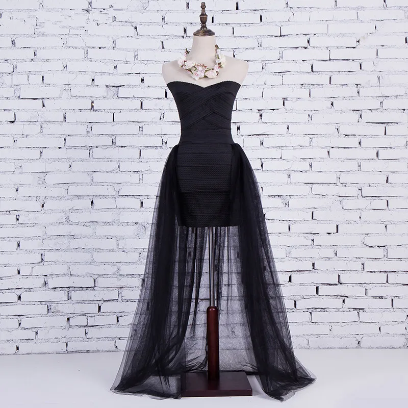 4 Layers Black Long Tutu Tulle Skirt Fashion Bride Overskirt Big Swing Floor Length Saia Longa Detachable Wedding bridesma Skirt