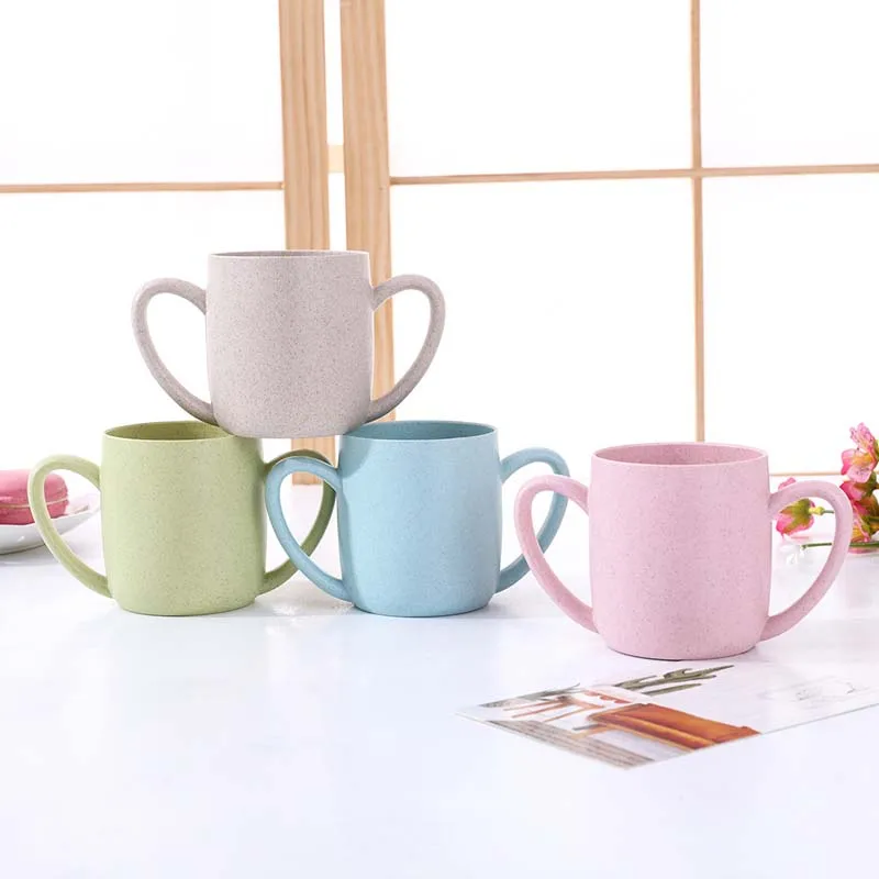 

Baby 250ML Cups Cute Wheat PP Feeding Drinking Cup Drinkware With Handle Nature Safe Material Mug Kids Drinkware Milk Cups