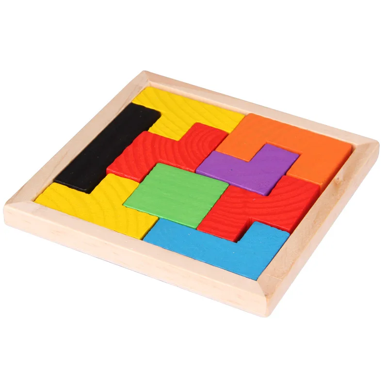 Holz Tetris Puzzle Denkaufgabe Intelligenz Spiel Kinder Spielzeug Spielen 