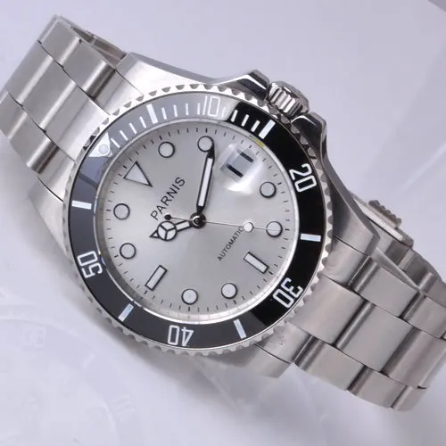 Free shipping 40mm Parnis Ceramic Bezel Luminous Mark Style Automatic Mens Watch PA4001SS