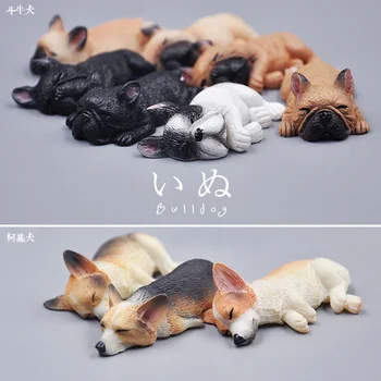 

Japanese healing sleeping Pet animals Corgi Bulldog Collection Decoration Figures Kids Toy
