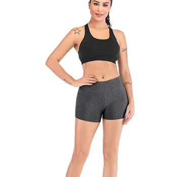 

Women Solid Shorts High Waist with Side Pockets Compression Breathable Casual for Running Sport XRQ88