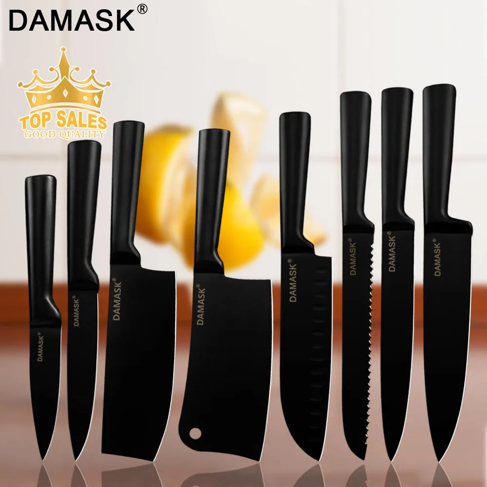 

Damask 8-piece Chef Kitchen Knife Set Japanese Stainless Steel Knives Non-stick Coating Multi-functional Cooking Accessories