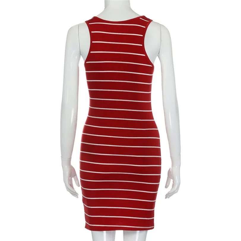 2018 Summer Dress Women Sleeveless Bandage Dress Mini Robe Femme Stripe Party Dress Beach Casual Vestidos Wholesale noFB6 (6)
