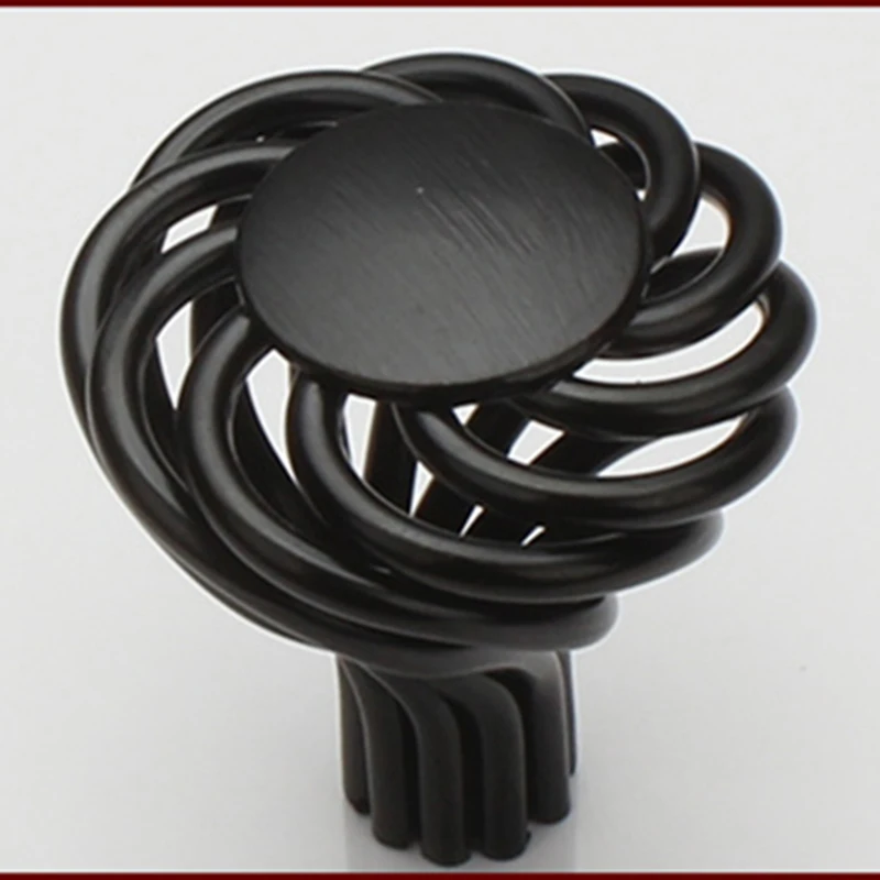 

Dia.35mm/45mm black zinc alloy birdcage furniture cabinet handle drawer door pulls single hole knobs