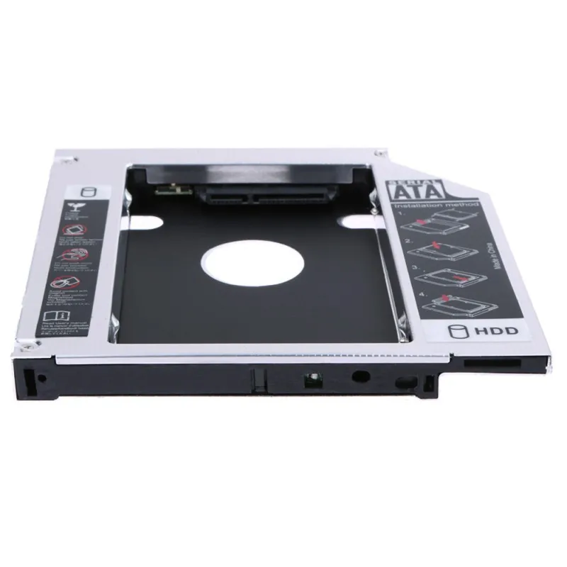 2nd HDD Caddy 12.7mm Aluminum Optibay SATA 3.0 Hard Disk Drive Box Enclosure DVD Adapter 2.5 SSD 2T