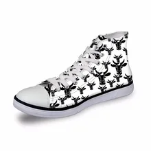 Noisydesigns Для женщин кроссовки Повседневное белый мультфильм корова Объёмный рисунок(3D-принт) без каблука винтажная парусиновая Вулканизированная обувь с высоким берцем на плоской подошве для девочек обувь