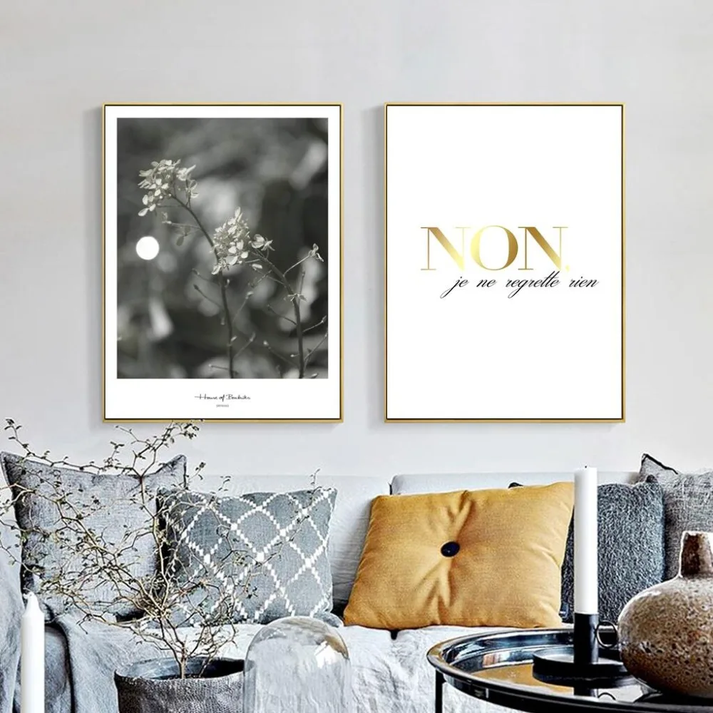 Modern Home Decoration Oil Painting Abstract Flower and Letter Wall Pictures For Living Room Nordic Posters Print Art | Дом и сад