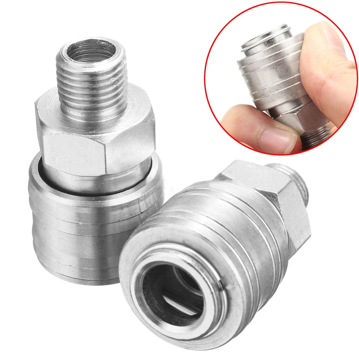 2pcs 1/4 BSP Male Coupling Connector Female Compressor Connector Fitting Air Line Hose Quick Connectors