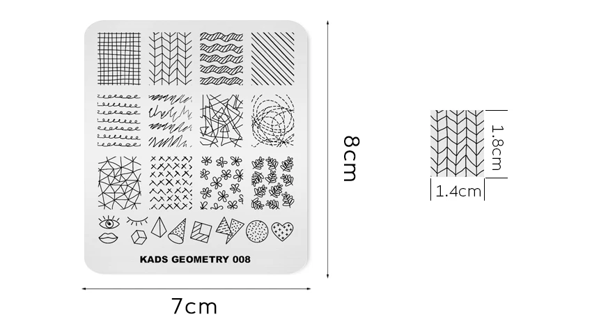 KADS новая геометрия 008 пластинки для ногтей шаблоны для ногтей шаблон изображения DIY маникюрные трафареты Инструменты для печати ногтей штамповки