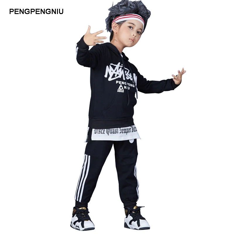 

PENGPENGNIU Sport Clothes for Teens Boys Girls Hoody Pants Clothing Set Autumn 2018 New High Quality Jazz Hip Hop Costumes