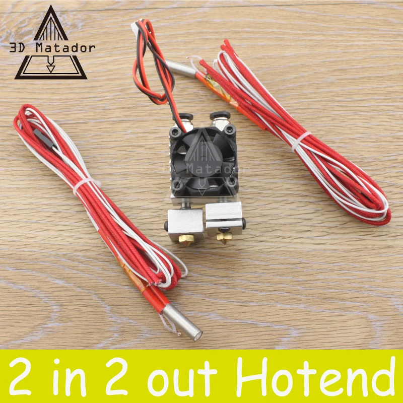 1Set Chimera Extruder Double Nozzle Remote full Kits 0.4mm 1.75mm Double Head Multi-Extrusion V6 Dual Head Print 3D Printer