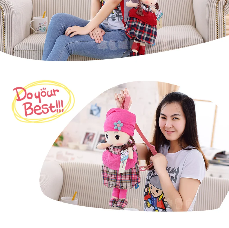 45 см Мультяшные милые цветные клетчатые куклы рюкзаки плюшевые сумки ...