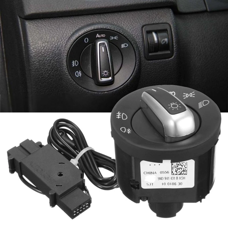 Car Light Switch with Chrome Auto Sensor Light 5ND941431B for T5 Golf4
