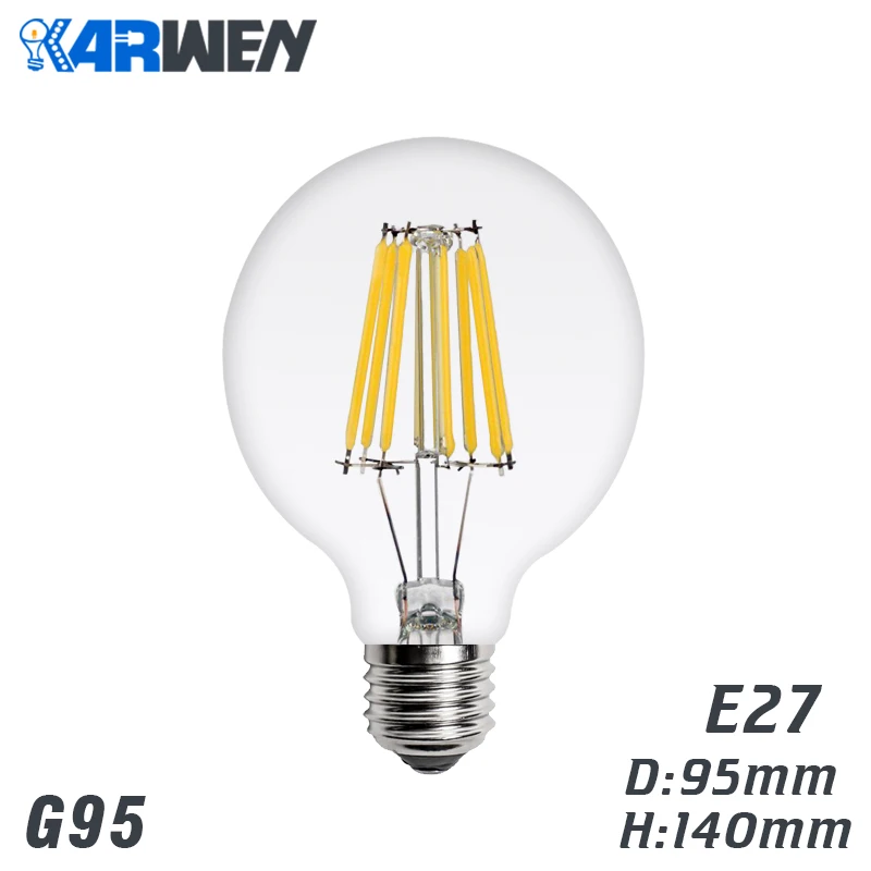 KARWEN светодиодный светильник Эдисона E27 E14 винтажный накаливания 220 В 2 Вт 4 6 8 ST64 G80
