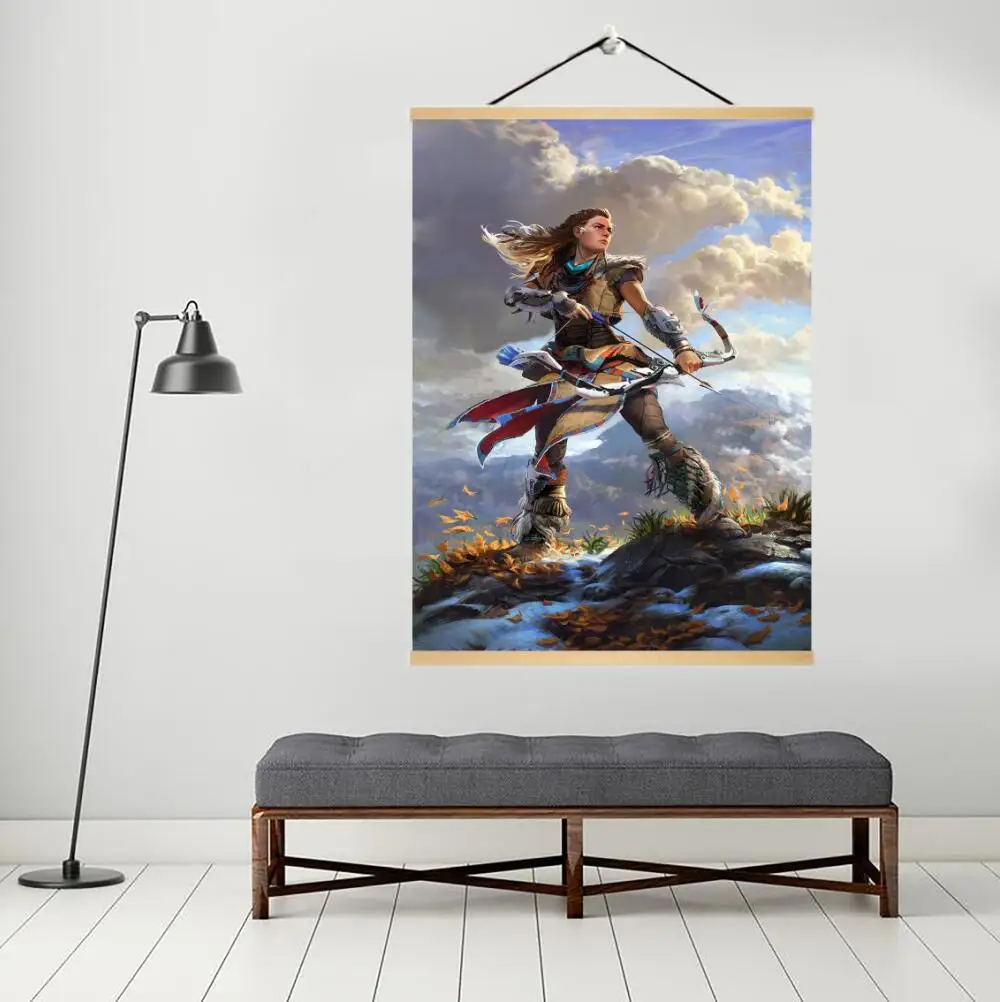 Игра Horizon Zero Dawn HD плакат на печать на холсте Современная Настенная декоративная уникальный подарок твердая древесина висячая прокрутка живопись - Цвет: B