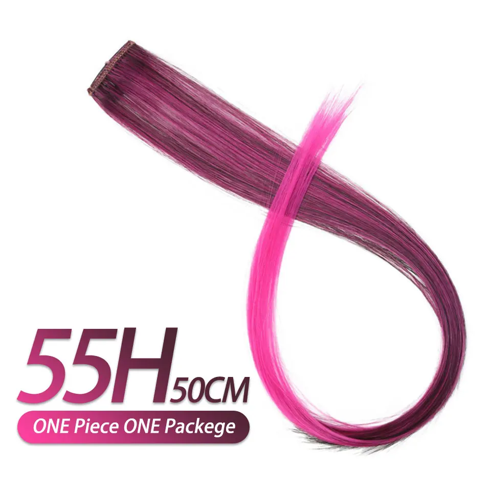 Pageup Rainbow Synthetic Hair Pieces For Women/Children Long Ombre Hairpiece Blonde Pink Clip In Hair Extensions - Цвет: 55H