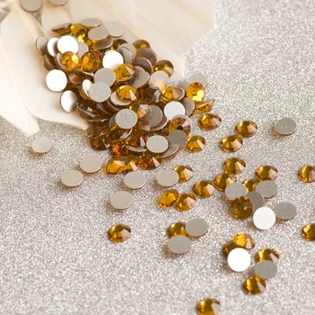 

1440pcs 2058NoHF SS12 Topaz Nail Art Rhinestone Non Hot fix Flat Back Strass Stones Crystal Glass DIY Czech Rhinestone