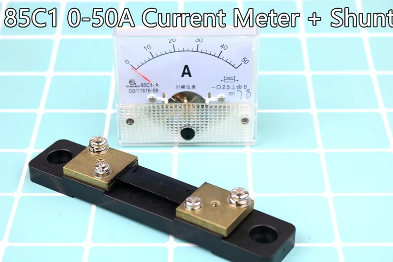 

DC 50A Analog Panel AMP Current Meter Ammeter Gauge 85C1 0-50A DC + Shunt