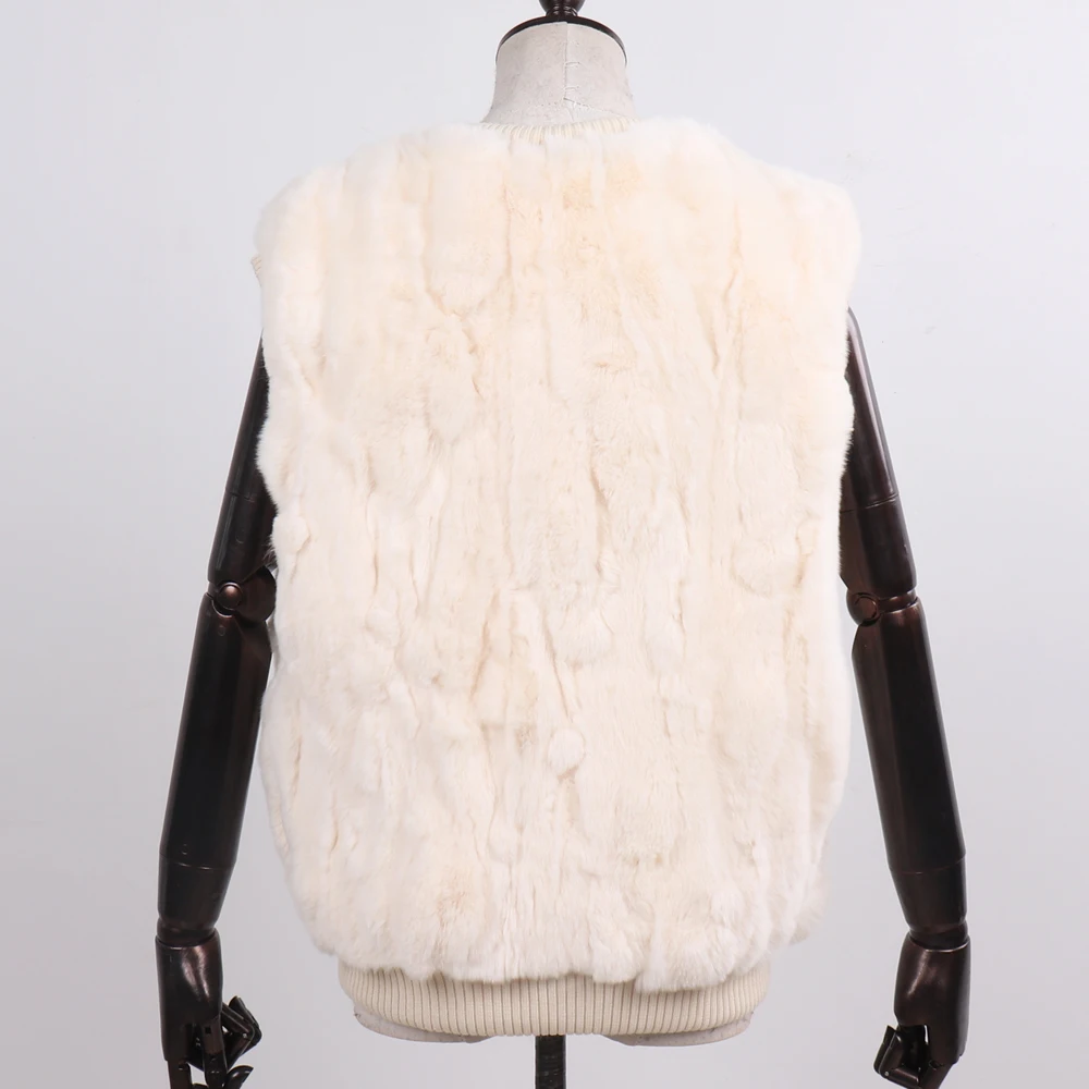 Autumn Winter Women 100% Genuine Real Rex Rabbit Fur Vest Natural Soft Rex Rabbit Fur Sleeveless Jacket Lady Warm Real Fur Gilet