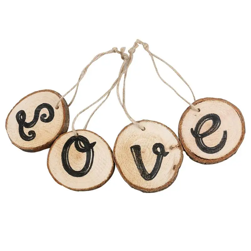 

Wedding Bridal Party Wooden Banner Decoration Blank Paper Label Hang Scallop Kraft Blank Hang Tag Retro Gift Tag