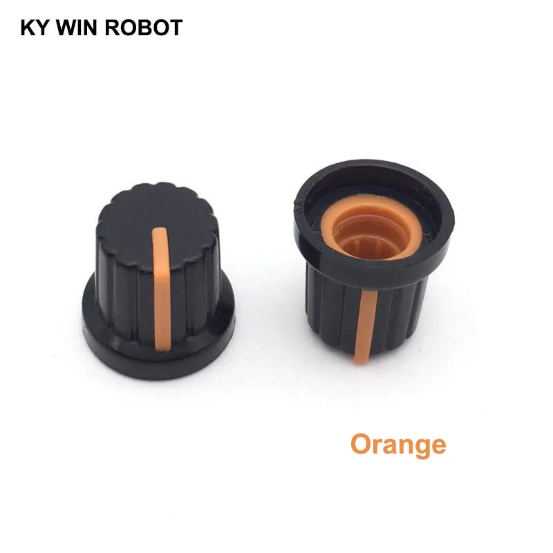 10PCS /lot Orange Volume Control Rotary Knobs For 6mm Dia Knurled Shaft Potentiometer Durable