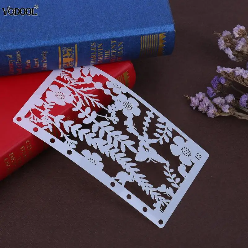 

VODOOL Plastic Painting Template Stencil Kids DIY Photo Album Drawing A6 Page Hollow Ruler Drafting Tools Stationery Supplies