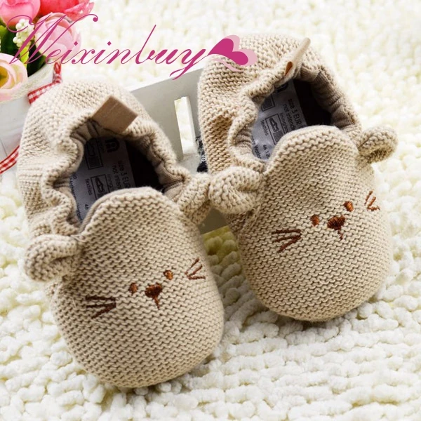 

Cute Infant Toddler Baby Newborn Boy Girl Knitted Crib Shoes Cartoon Elastic First Walkers