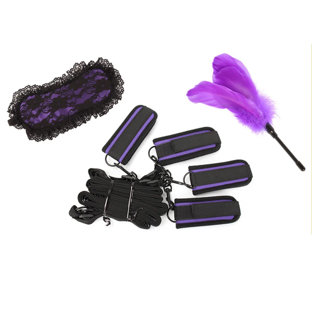 БДСМ-бондаж комплект наручники манжеты на лодыжки повязка маска комплект кожаный для бондажа эротические аксессуары Нижнее белье