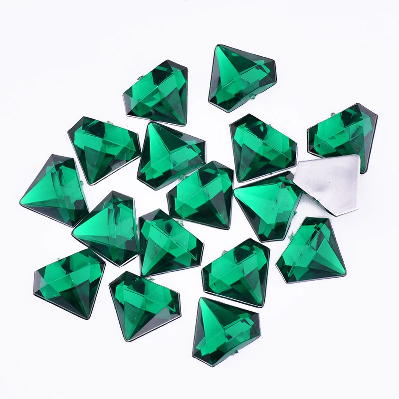 JUNAO 10x12 мм прозрачный белый кристалл акриловые алмазные стразы с плоской задней частью драгоценные камни не швейная аппликация из страз для одежды ремесла - Цвет: Dark Green