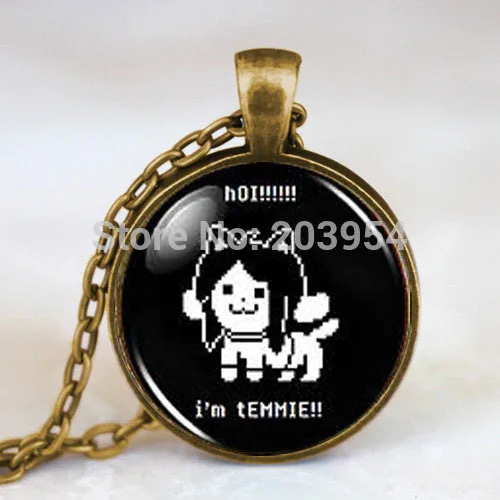 Новинка Undertale Temmie Кулон игра игры Мужчины ожерелье серебро стимпанк картина Ювелирные изделия Подарки Круглый купол стеклянный кулон HZ1