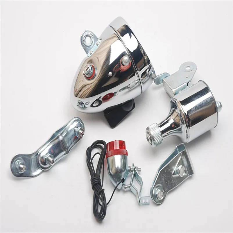 Top 12V 6W Bicycle Motorized Bike Bicycle Friction Dynamo Generator Head Tail Light Acessories 7