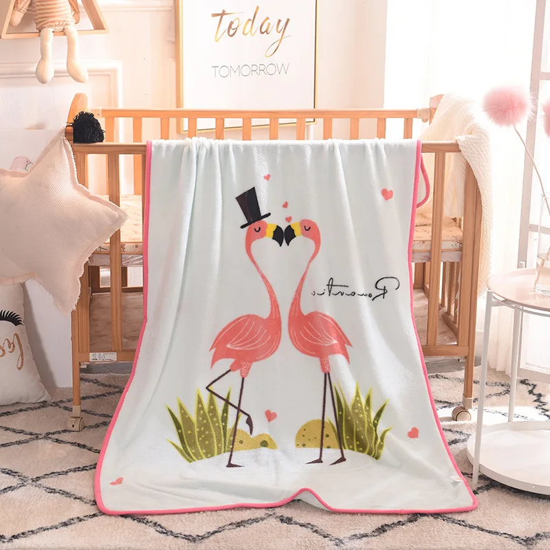 

winter flanel flamingo minky fluffy cartoon animal fox baby kids blanket swaddle bedding quilt sofa backseat cover bebe deken