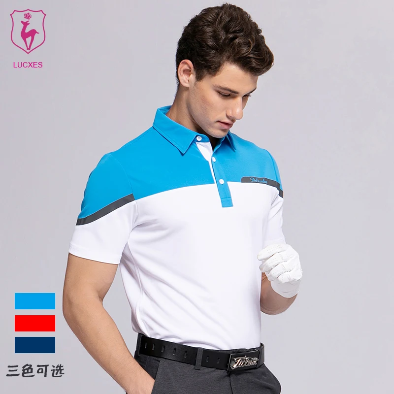 

LUCXES In the summer of 2018 the new golf man hygroscopic fast dry golf sports shirt with short sleeves is 3190 .