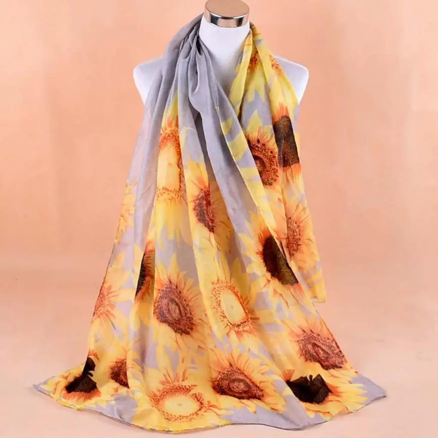 Модный женский шарф-вуаль, красивый шарф с принтом подсолнуха, Женская шаль, мягкая шаль Ван Гога, шарфы с художественным принтом, 5 цветов